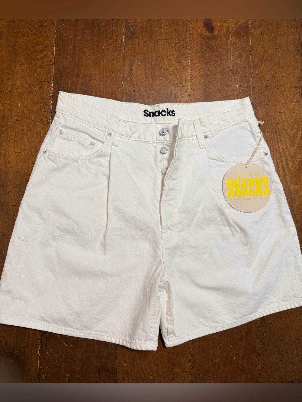 MOTHER Loves Snacks The Pleated Fun Dip Short Sticky Rice(White) Size 30 NWT